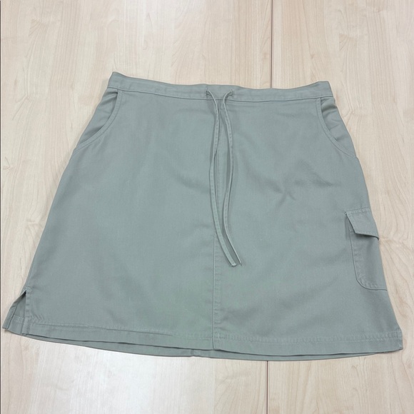 Karen Scott Dresses & Skirts - Karen Scott green minimal denim draw string preppy utility A-line mini skirt 14